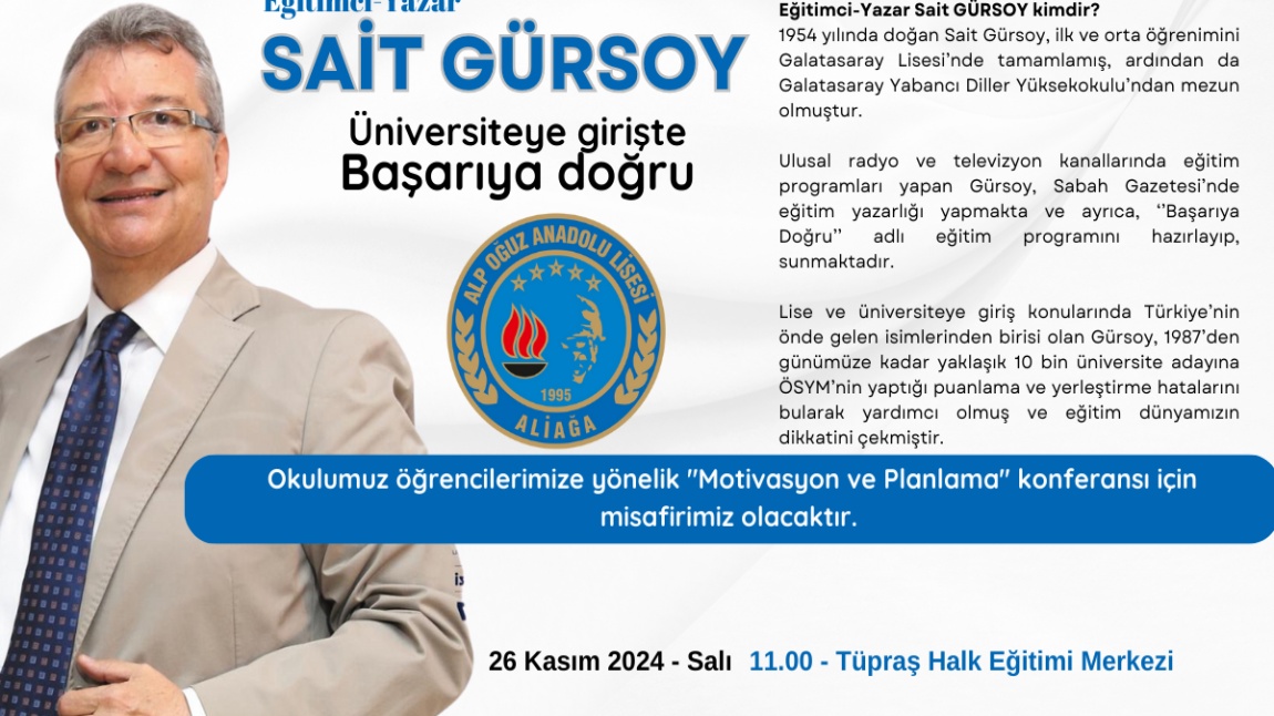 Eğitimci-Yazar Sait GÜRSOY öğrencilerimize 